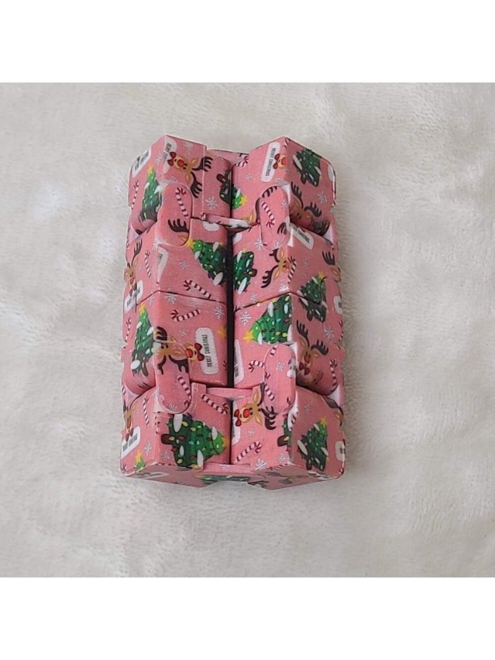 Christmas Infinity Cube Fidget Toy Holiday Sensory Magic Folding Cube Pink - Picture 3 of 6